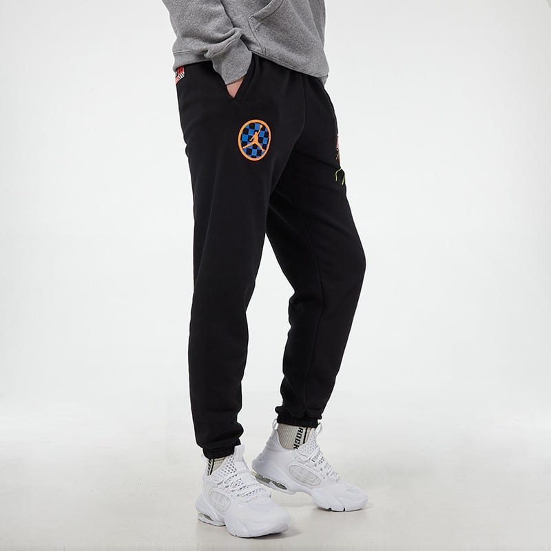 Jordan Air 23 Running Training Print Fleece Lined Foot Length Style Knitted Sweatpants Men's Black CV3162-010