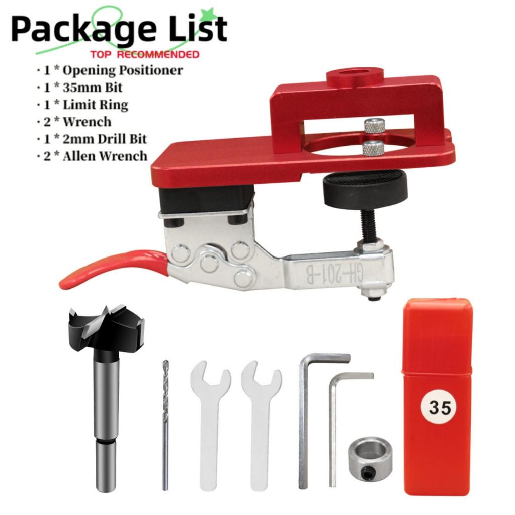 Hinge Drilling Guide Jig or Drills Accessories - 35mm Hinge Boring Jig Kit Aluminum Hinge Hole Opener Template Puncher Locator