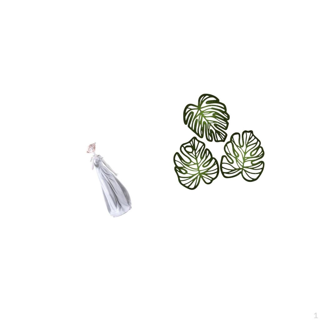 Porcelain Lady Figurine with Palm Leaves Wood Wall Decor Modern Nordic Girl Statue Creative Jungle