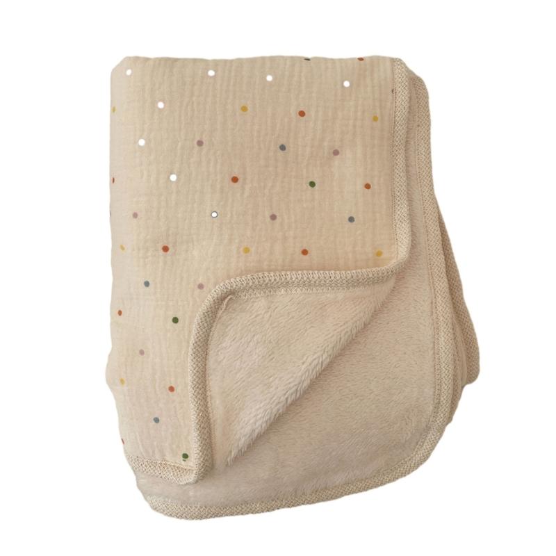 Couverture en Coton Imprimé Réversible Bord Crochet Fleur Couverture Polyvalente Double Épaisseur Chaude pour Bébés & Adultes