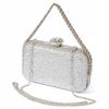 Women's Box Bag On a Chain, Silver Shiny Small Box Clutch Bag