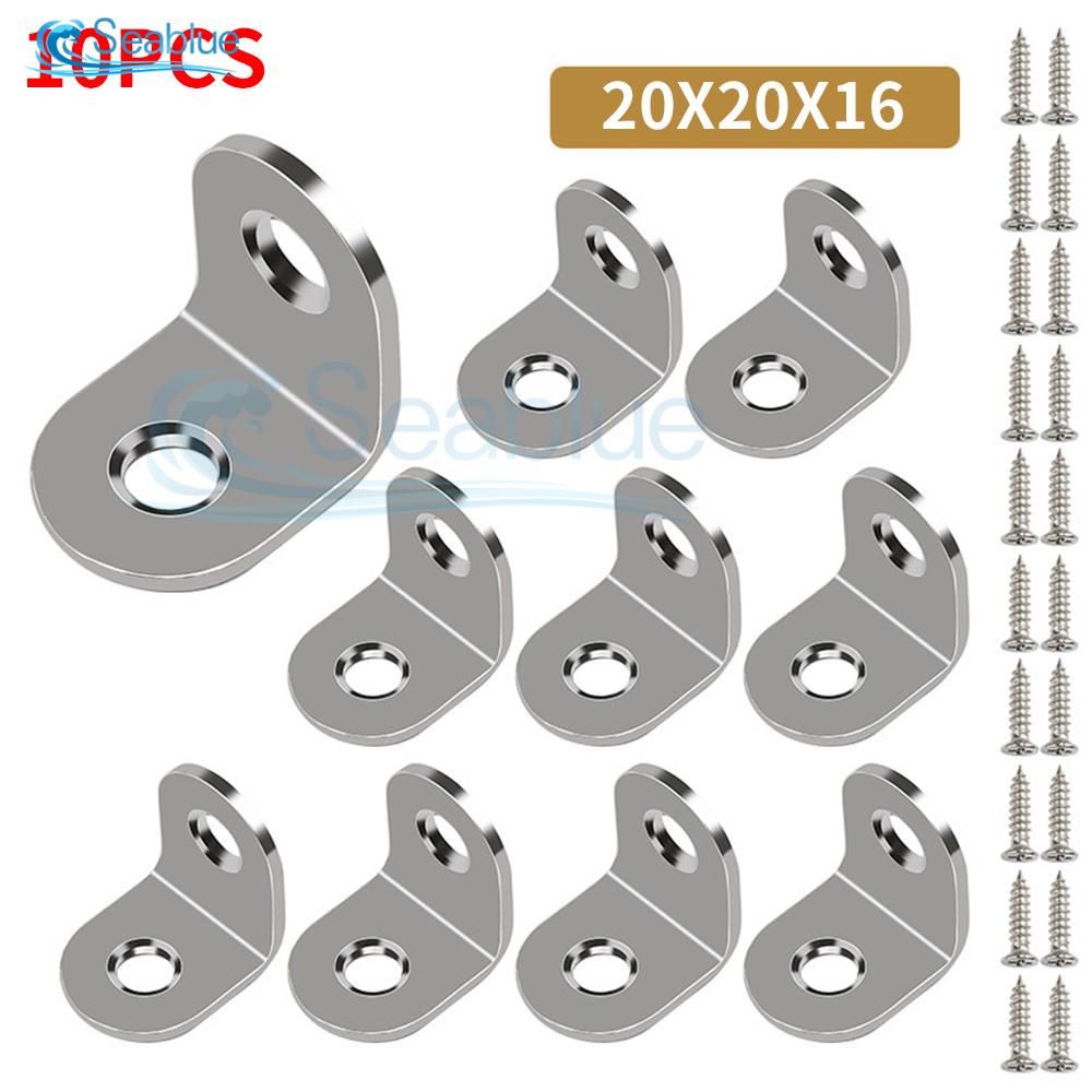 

10Pcs 90° Right Angle Bracket Corner Brace Stainless Steel Supporting L Shape Furniture Joint Shelf Support Furniture Hardware