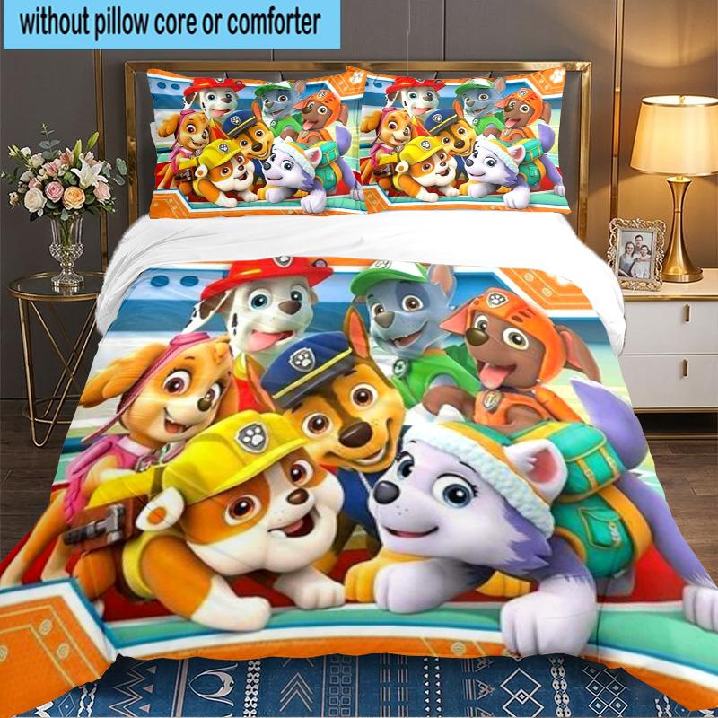 Dog Paw Heroes 3PCS Bedding set,Ideal for 1pc Duvet Cover And 2pcs Pillowcases Perfect for Fan gift,Ideal for Bedroom, Dormitory