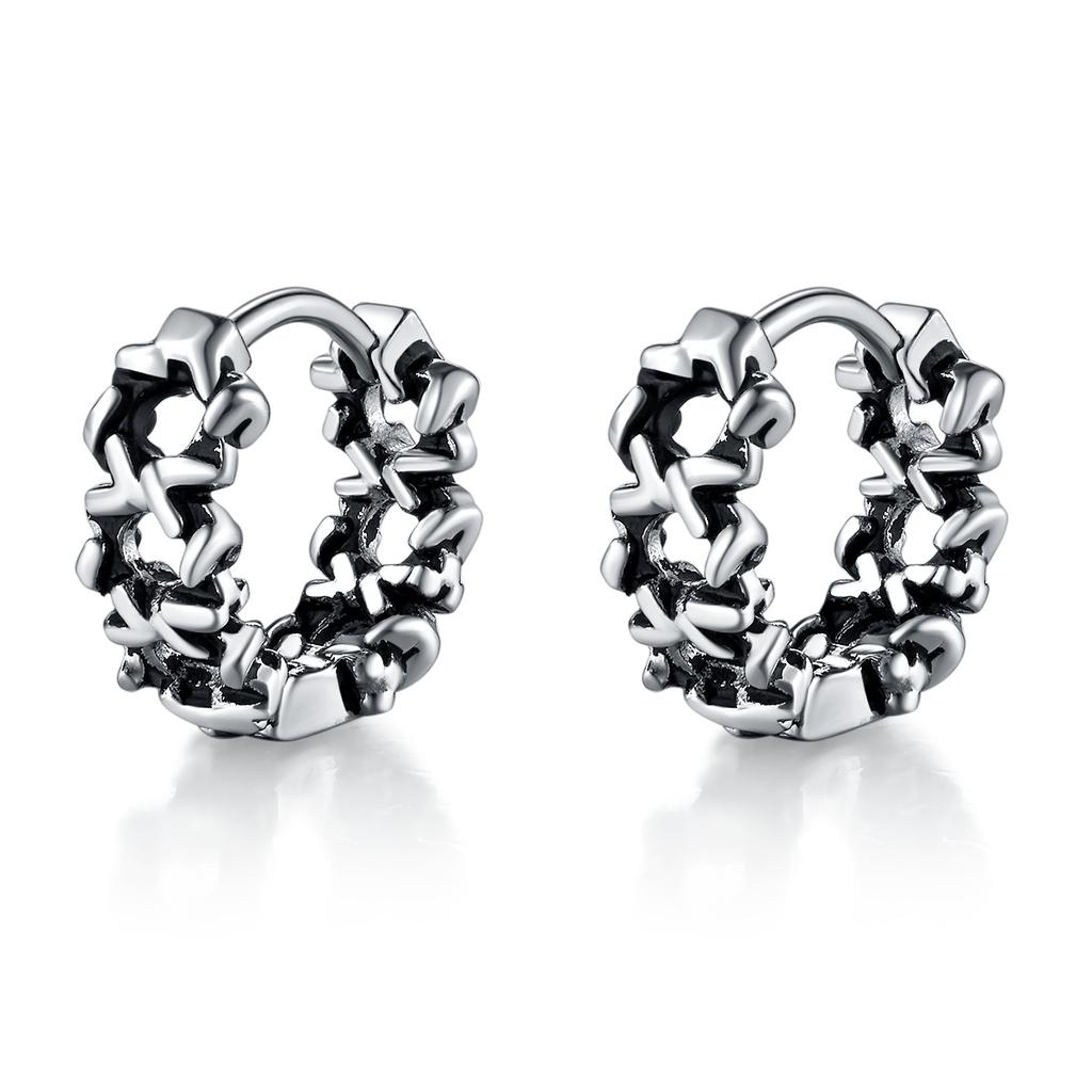 2 Stück/1 Paar Herrenohrringe Einzigartiges Design Kleine Creolen für Damen Edelstahl Vintage Farbe Punk Gothic Trend Schmuck