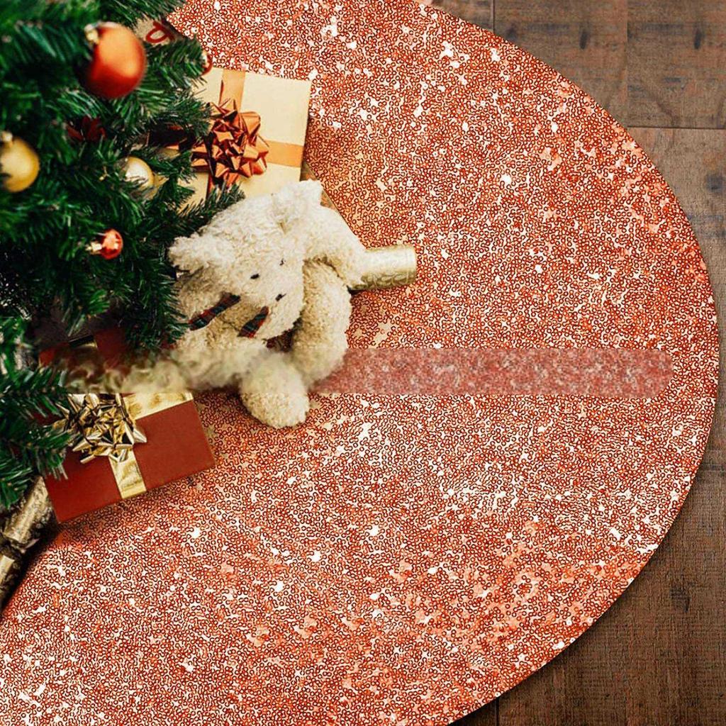 Christmas Tree Skirt Embroidered Sequin Tree Skirt Christmas Sequin Double Layer Tree Skirt Plush Snowflake Tree Skirt