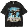 Pop BioShock Game Short-sleeved Washed-out Distressed Pure Cotton Loose Men's and Women's Shirt Large Size