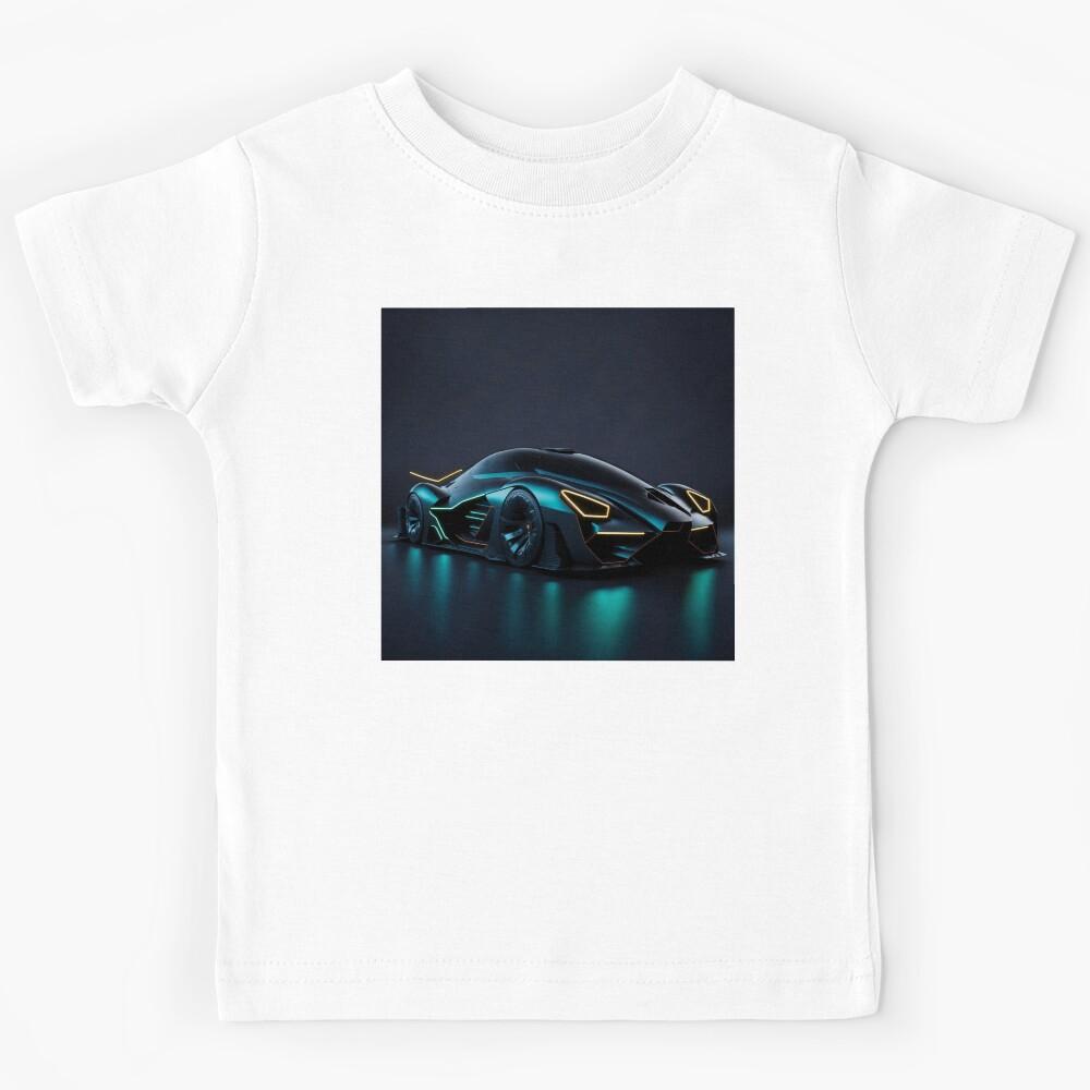 Futuristic Racing: Sleek and Stylish Formula 1 Car in Neon Lights Kids T-Shirt 120