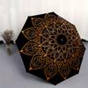 1pc Golden Lotus Mandala Pattern Umbrella with Plastic Handle,Suitable for All Seasons Home Travel Outdoor UmbrellaM1311