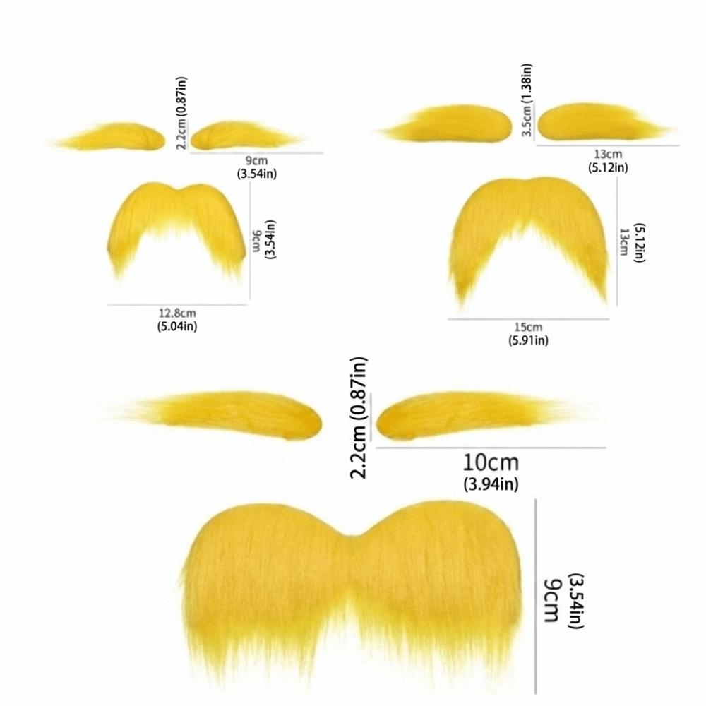 Self Adhesive Fake Beard Yellow Color Cosplay Outfit Accessories Mustaches Set  Outfit Styling
