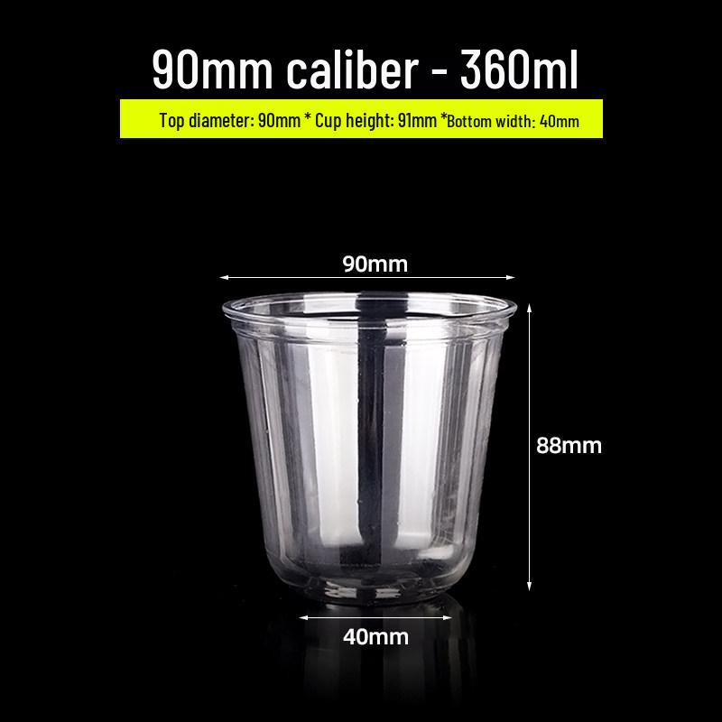 Transparent Disposable Coffee Cup with Lid, 90 Caliber, American Style for Cold Drinks, Milk Tea, Chubby Takeaway Cup