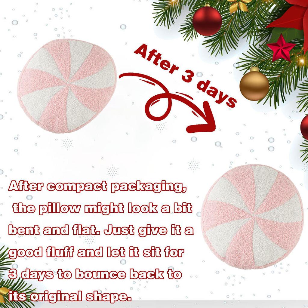 Creative Pink Round Candy Plush Pillow - Christmas Cushion Decoration