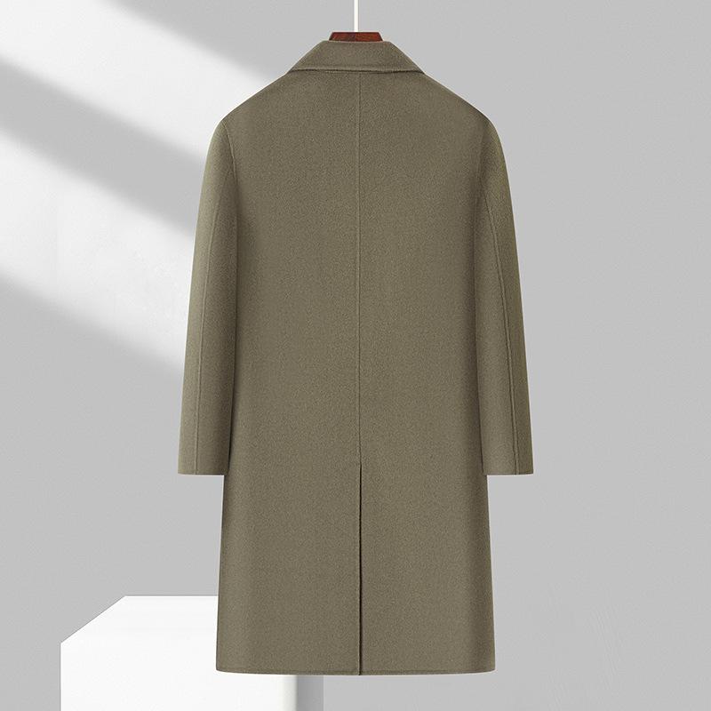 Autumn and Winter Men's Double-sided Woolen Coat Double-breasted Long Suit Collar Youth Solid Color Light Luxury