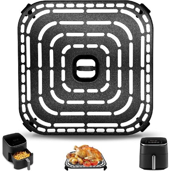 Air Fryer Grill Pan for COSORI Air Fryer Pro LE 5 QT, Non-Stick 8.23’’*8.23’’Square Air Fryer Rack Replacement Parts Accessories Grill Plate