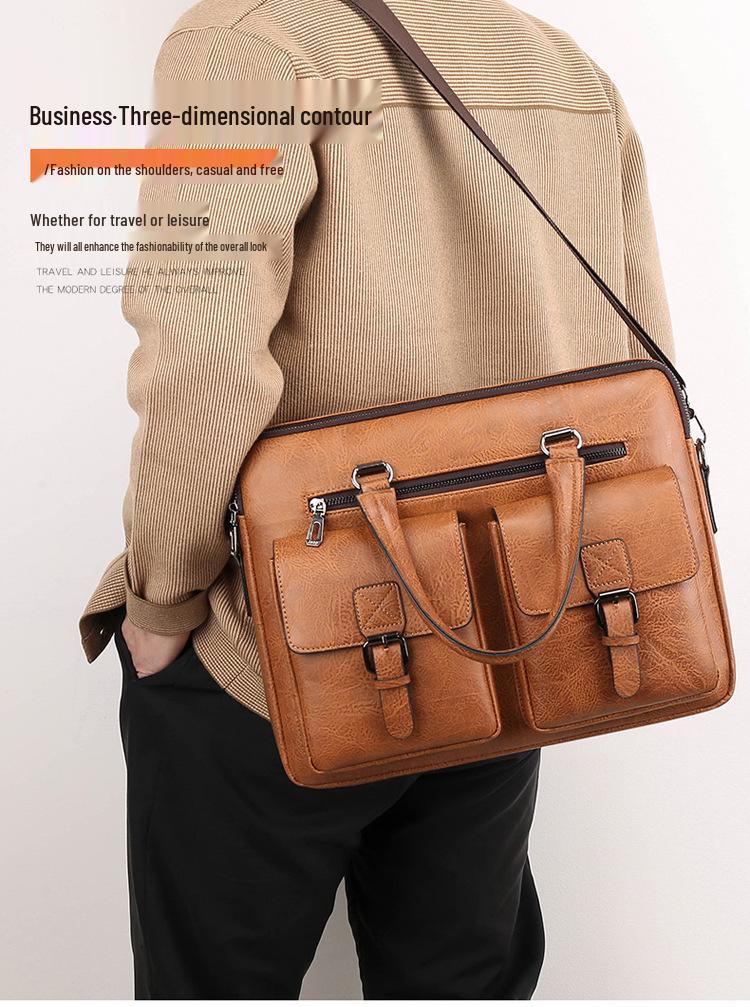 Men's 2026 Large Capacity Cross-border Shoulder Briefcase and Clutch Bag for Casual or Business Travel