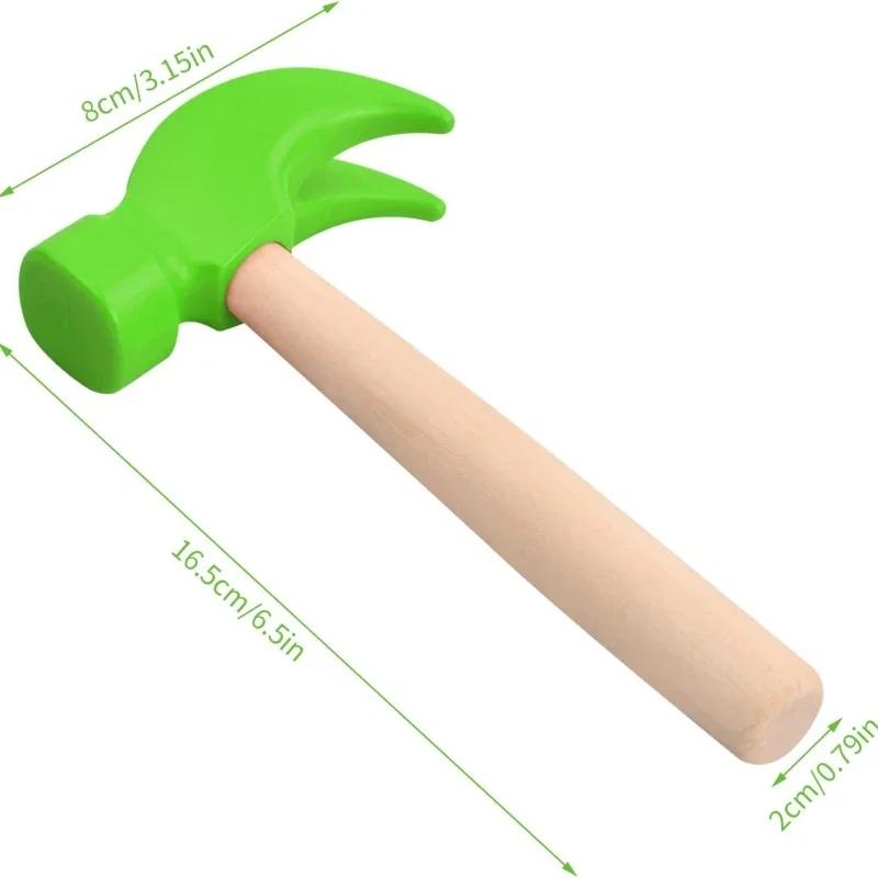 Mini Wooden Hammer Children's Learning Toy Hammer Creative DIY Wooden Woodworking Hammer Simulation Maintenance Tools