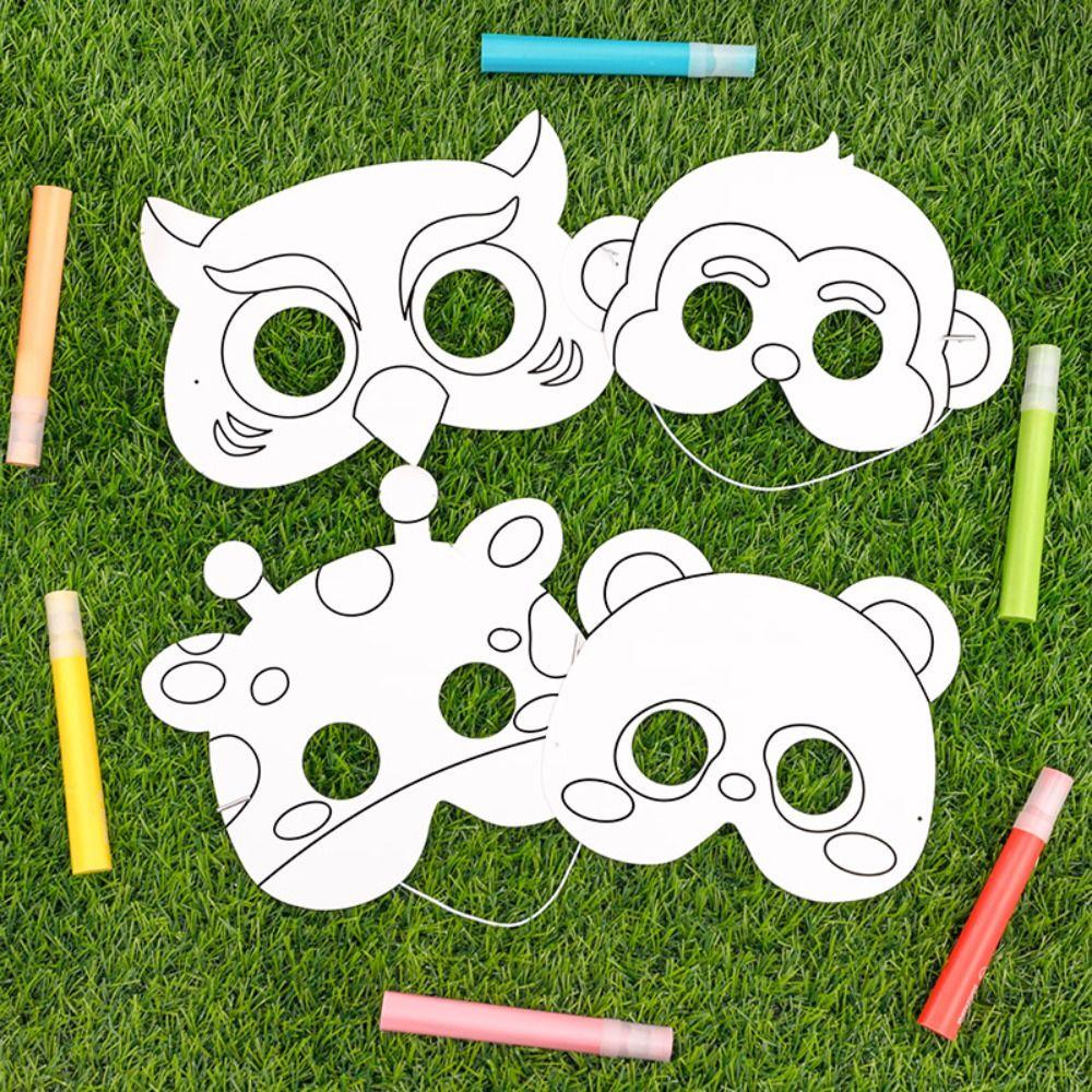 

Astronaut DIY Color Filling Mask Toy Owl Blank Mask Toy Cartoon Painting Panda Mask Gifts H