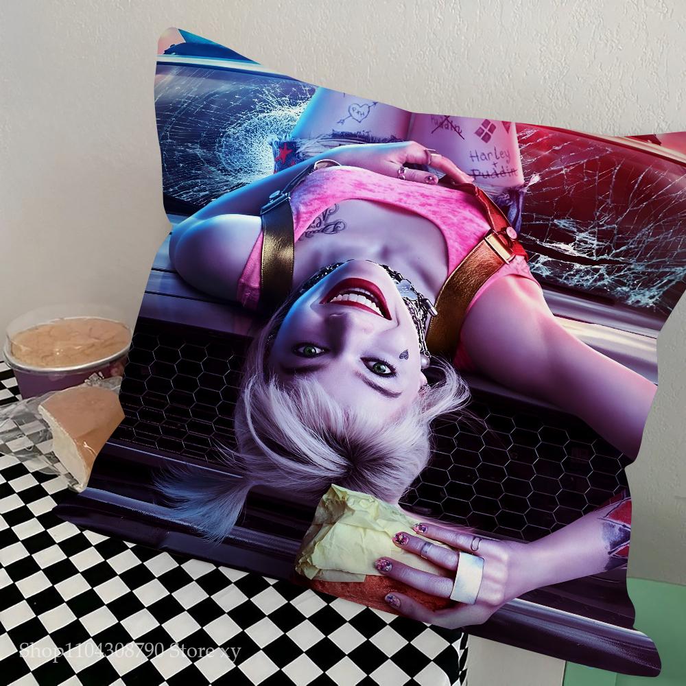 H-Harley Q-Quinn Pillow Case Fashion Square Pillowcase Bedroom Sofa Room Ins Decoration Leisure Cushion Cover 40x40