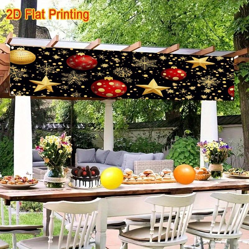 Christmas Bells Banner, Winter Holiday Party Design, Polyester Outdoor Garden Porch Fence Wall Indoor Christmas New Year Decoration
