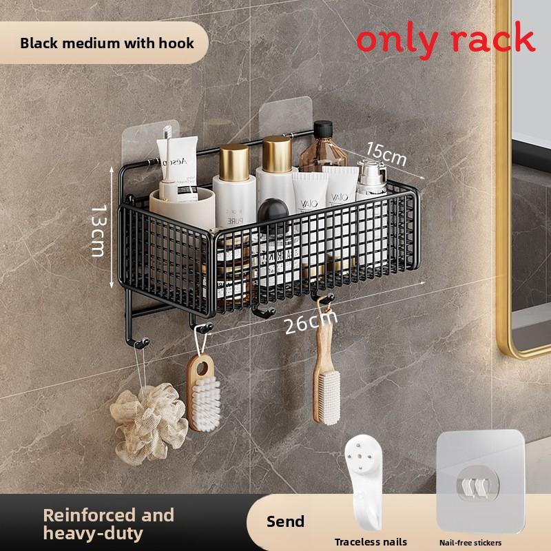 Modern Minimalist Bathroom Wall Shelf With Carbon Steel Material For Storage And Organization