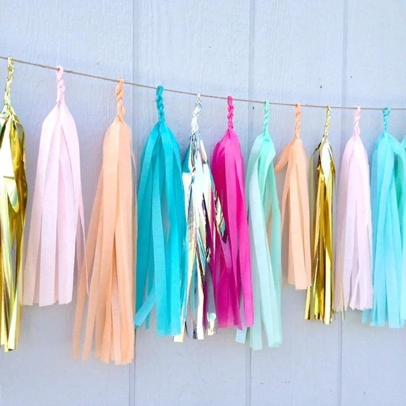 5x Tissue Tassel Garland Paper Banner Party Supplies DIY Kits Wedding Bunting Nursery Decor Baby Shower Party Decoration