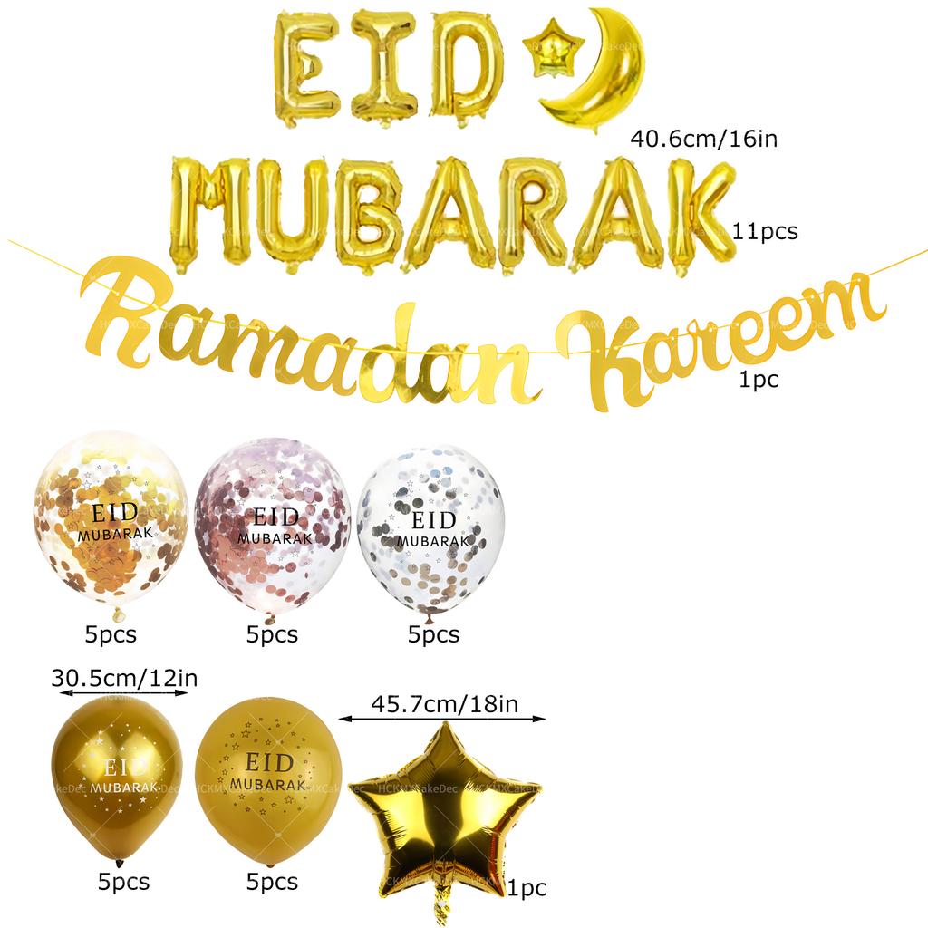 10ks/11ks/15ks/38ks/42ks Eid Mubarak Balónek Ramadanová Dekorace Pro Domov Pomoc Al-fitr Mubarak Kareem Párty Potřeby