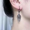 Retro Exquisite Black Hollow Crystal Leaf Drop Dangle Earrings for Women Personality Design Korean Earrings Party Jewelry Gift