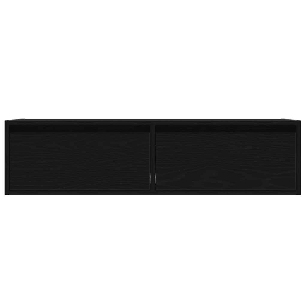 TV Stand with LED Lights Black Oak Effect 100x35.5x25 Cm