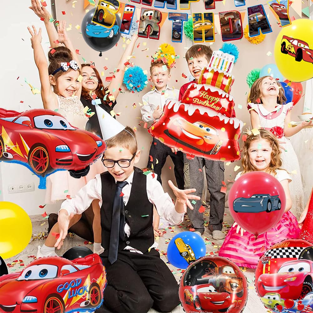 Birthday Decorations, Super Balloons, Cars Anime Set, Birthday Decorations for Boys, Large Car Balloons, Birthday Balloons, Happy Birthday Garland,