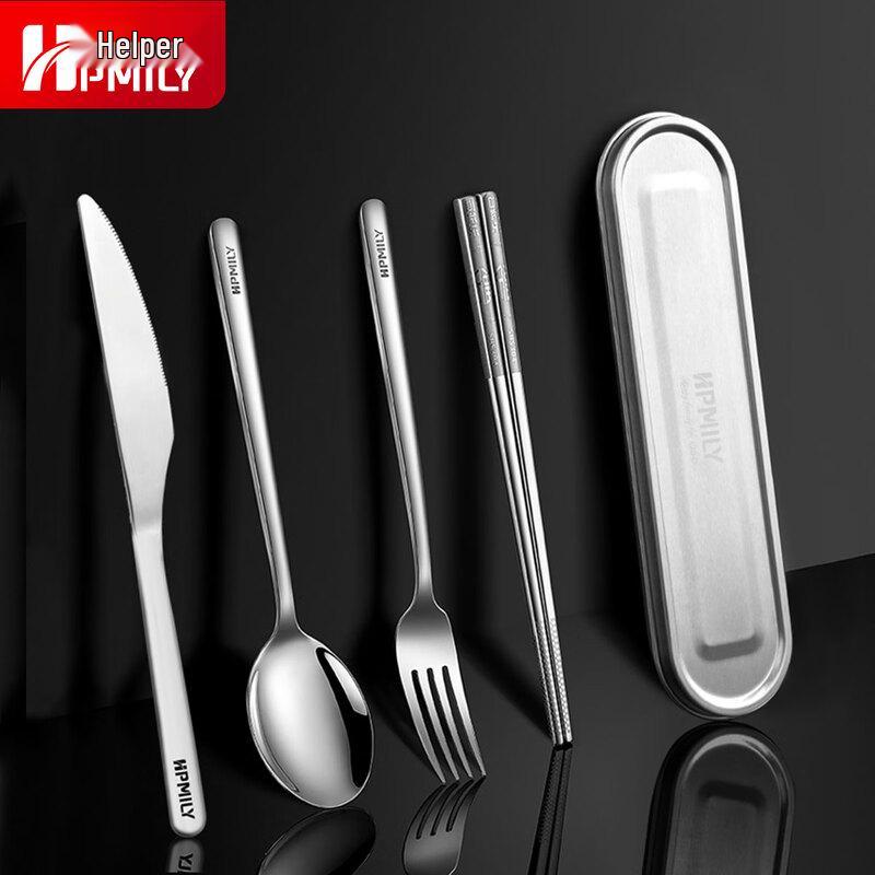 HPMILY 304 Stainless Steel Portable 4-Piece Cutlery Set