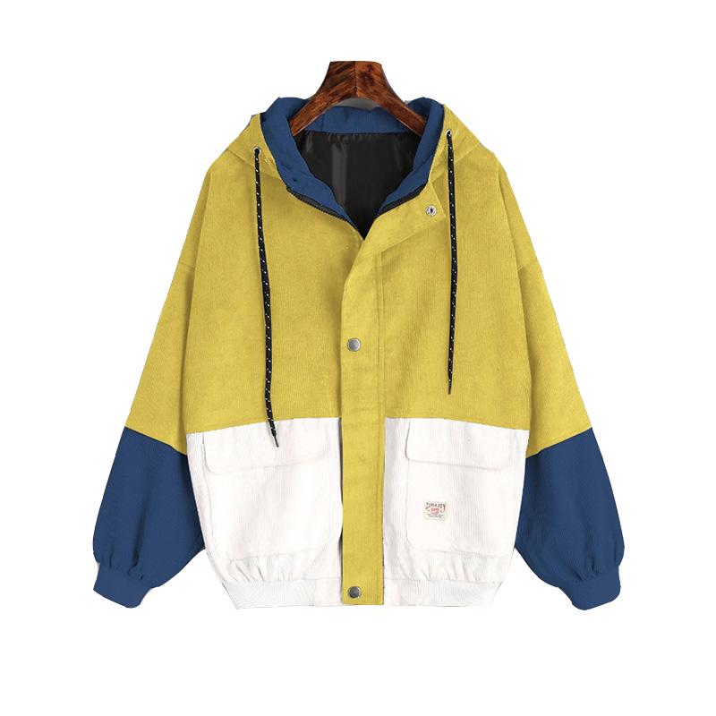 

VANGULL брендовая женская вельветовая куртка с капюшоном в стиле пэчворк, осенняя уличная одежда, верхняя одежда, пальто, ветровка S синий