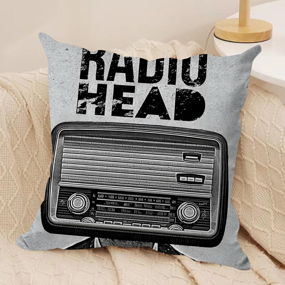 B-British Band Radioheads Cushion Cover Silky Short Plush Invisible Zipper Dustproof Sofa Pillow Case For Home Decor