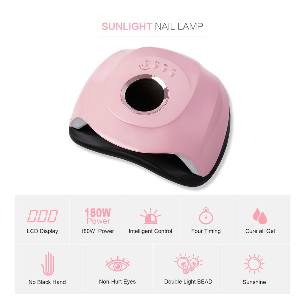 VANREESA 180W UV LED-lampe negletørker med autosensor LCD-skjerm 45 LED negletørkerlampe for manikyrgel