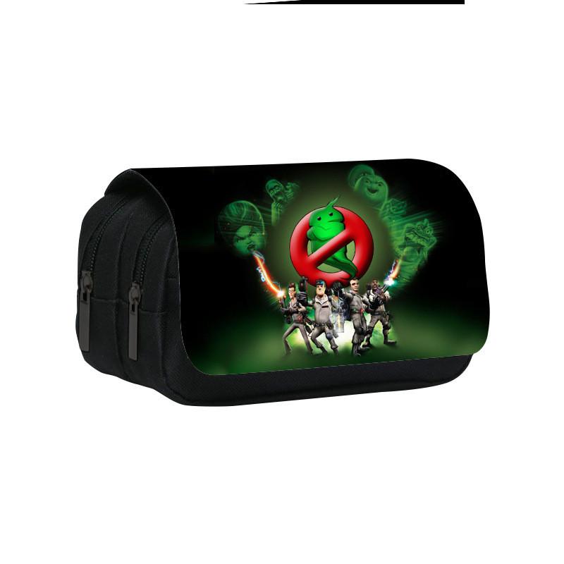 Ghostbusters Pattern Double Layer Flip Cover Stationery Storage Bag For Students