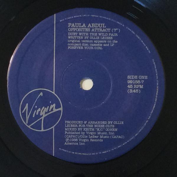 

7inch Record PAULA ABDUL DUET, THE WILD PAIR - Opposites Attract 991587 Virgin 1989 Canada Dance & Electronica Used