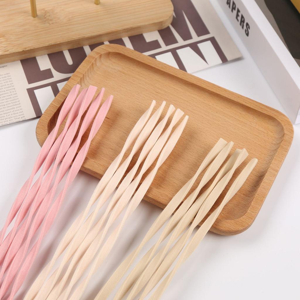10pcs L30cm Pink/Wood Color Reed Diffuser Sticks Twist Fiber Reed Diffuser Sticks Fragrance for Bedroom Office Bathroom Home