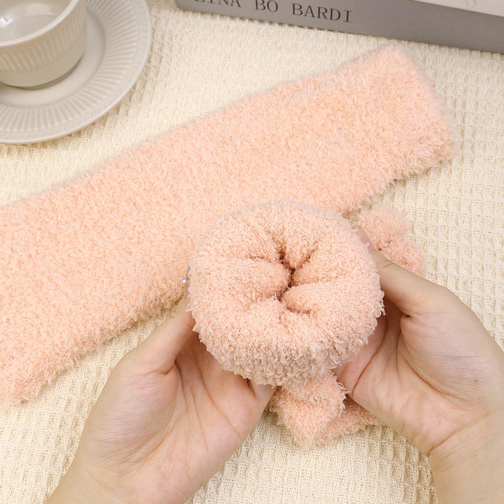 Women Thick Five Finger Socks Winter Warm Coral Fleece Fluffy Toe Socks Striped Soft Cozy Hosiery Laides Female Floor Slippers