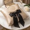 Silk Polka Dot Scarf Necklace Faux Pearl Ribbon Neckband Trendy Choker  Daily