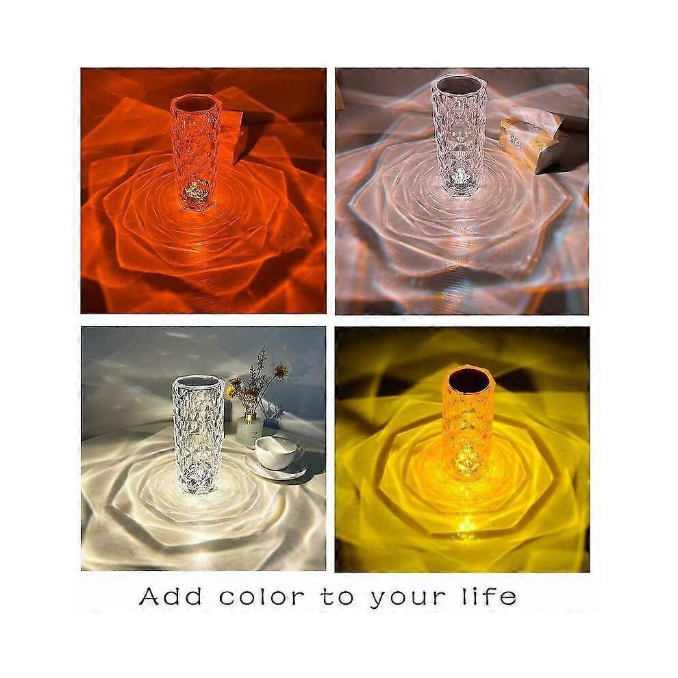 Diamond Crystal Table Lamp, 16 Colors Touch USB Charging Bedside Table Lamp Remote Control Bedside Lamp