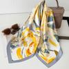 1116 New Korean Flower Printed Silk Scarf Women's Versatile Temperament Small Square Scarf Decorative Neck Protection Scarf Fashion Scarf