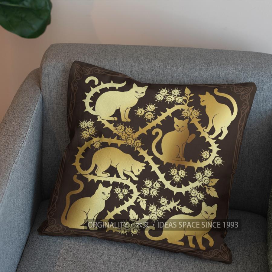 2D Cute Cats & Floral Pattern Decorative Pillow Pattern Cushion Cover Suitable For Sofa Bedroom Car Pillow Cover