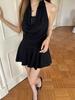 2026 Dark Elf Black Lace Halter Neck Sexy Two-Piece Dress - Women's Spring/Summer Collection
