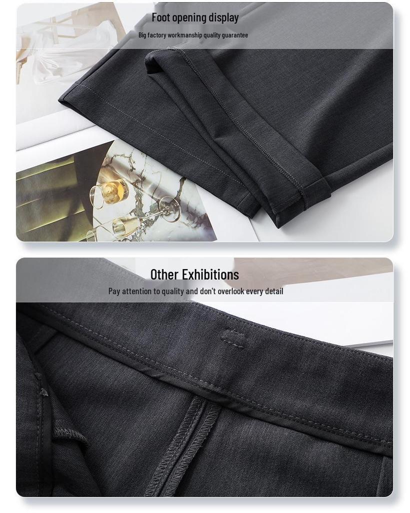 2025 Women's Gray Wide-Leg Floor-Length Pants - Summer Slimming, Loose Fit with a Drapey High-End Feel