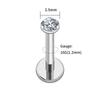 Right Grand ASTM F136 Titanium 2.5/3/4mm CZ Labret Stud 16G Tragus Helix Cartilage Conch Flatback Earlobe Piercing Body Jewelry