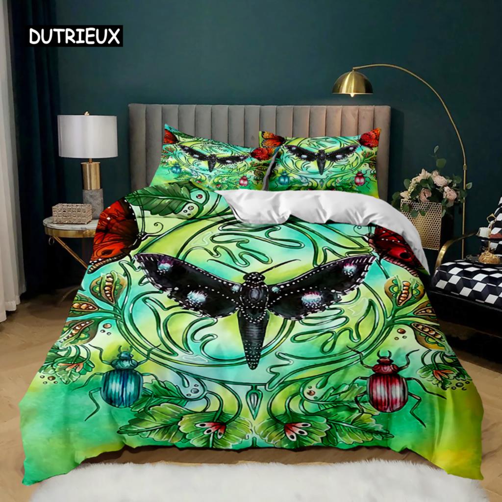 Butterfly Duvet Cover Set Butterfly Plum Branch Pattern Bedding Set Soft Bedclothes Twin Queen King Size Polyester Qulit Cover