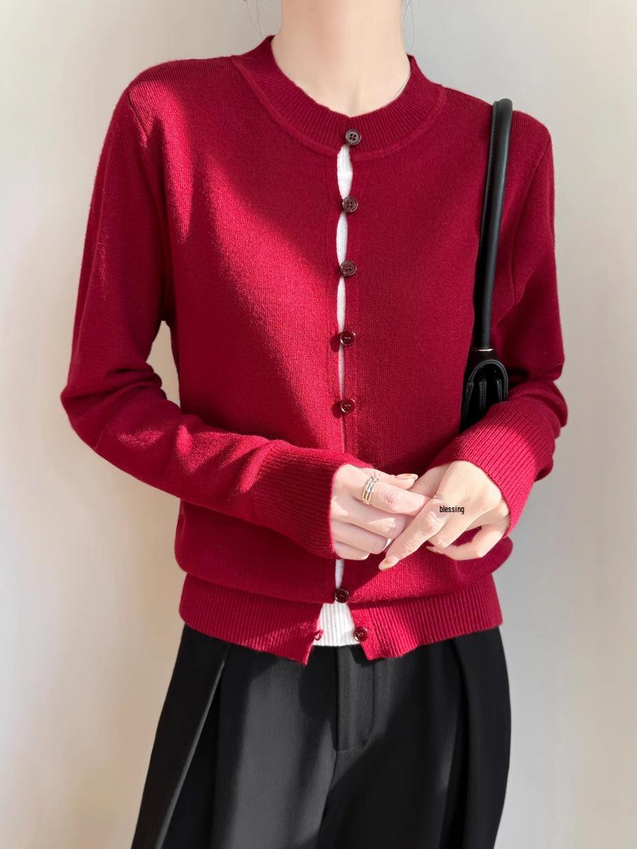 

Korean Spring Merino Wool Soft Knit Cardigan - Women s 2025 Small Fragrant Style Extra Large