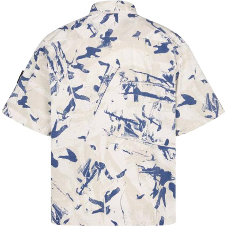 STONE ISLAND Camouflage Single-Breasted Short Sleeve Shirt Men Shirts Blue K1S1511000-12S00E1-V009A