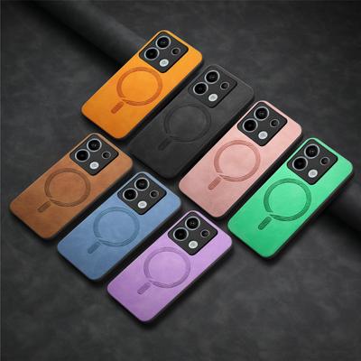 Husă din piele vintage de lux pentru MagSafe pentru Xiaomi 13T Poco F6 X6 Pro M6 Redmi 13C Note 13 Pro, culoare solidă, protecție împotriva șocurilor, husă moale pentru telefon