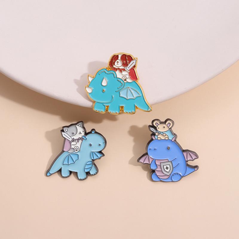 Cartoon Mice Dinosaurs Dogs Cats Animal Alloy Brooch Ornament Decoration Gift