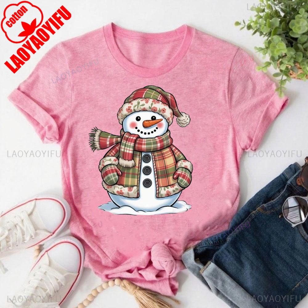Patchwork Snowunisex Tops Retro Funny Christmas T Shirt Xmas Holiday Tees Oneck Shortsleeve High Quality Cotton Tops