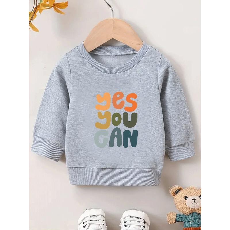 European sizes A Easy Letter Print Design, a Lightweight Round-Neck Sweatshirt for  Kids Aged 0-3 Years, Durable And Wrinkle-Resistant